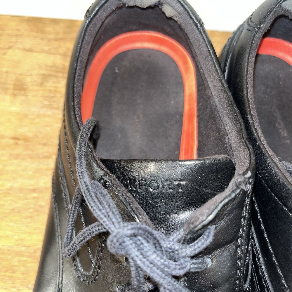 Rockport Margin Oxford Mens 11W Black Leather Dress Shoes Comfort Pls Read - Picture 8 of 12